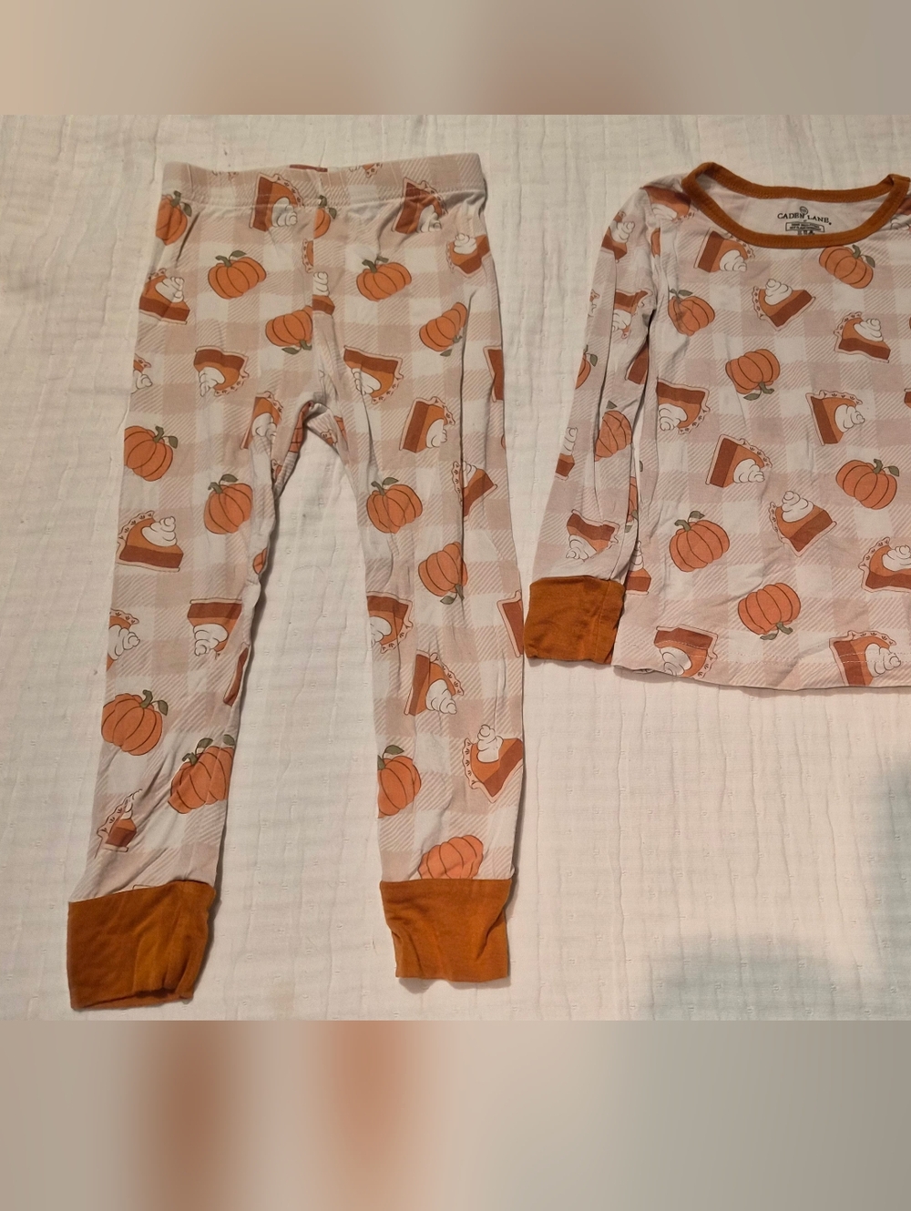 Caden Lane Pumpkin Pie Kids Pajama Set - Orange & Cream